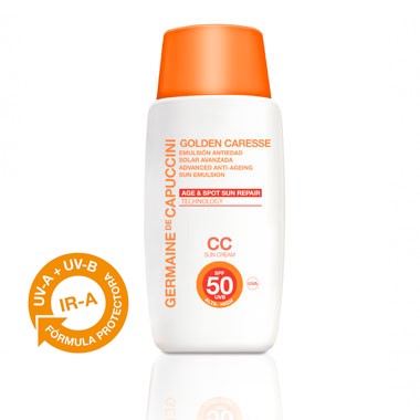 Солнцезащитная эмульсия антивозрастная с тоном SPF50 - GOLDEN CARESSE ADVANCED ANTI-AGEING SUN EMULSION SPF50 СС